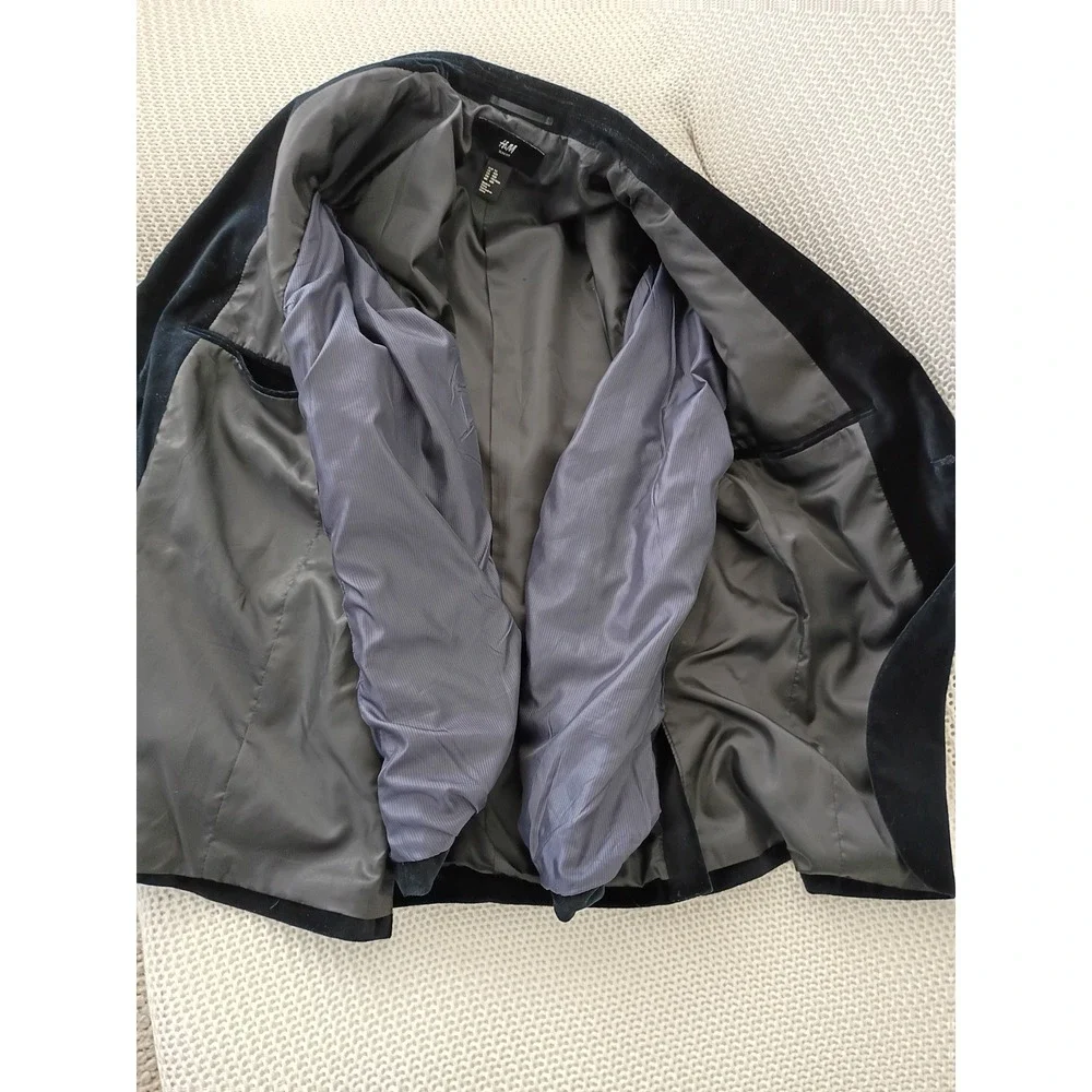 Mens Slim Fit Dark Navy Blue Velvet Blazer Jacket Size‎ 40R